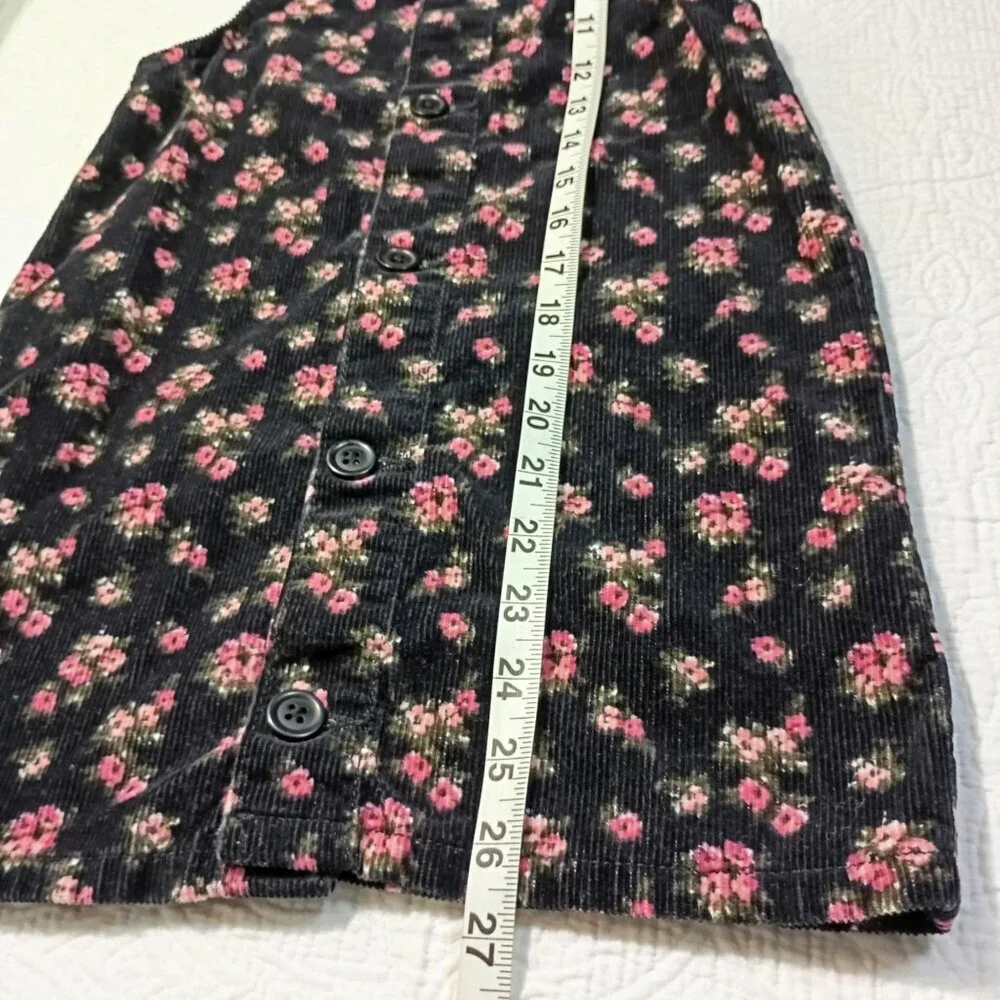 The Childrens Place Girls Floral Corduroy Overall Dress 6X/7 100% Cotton